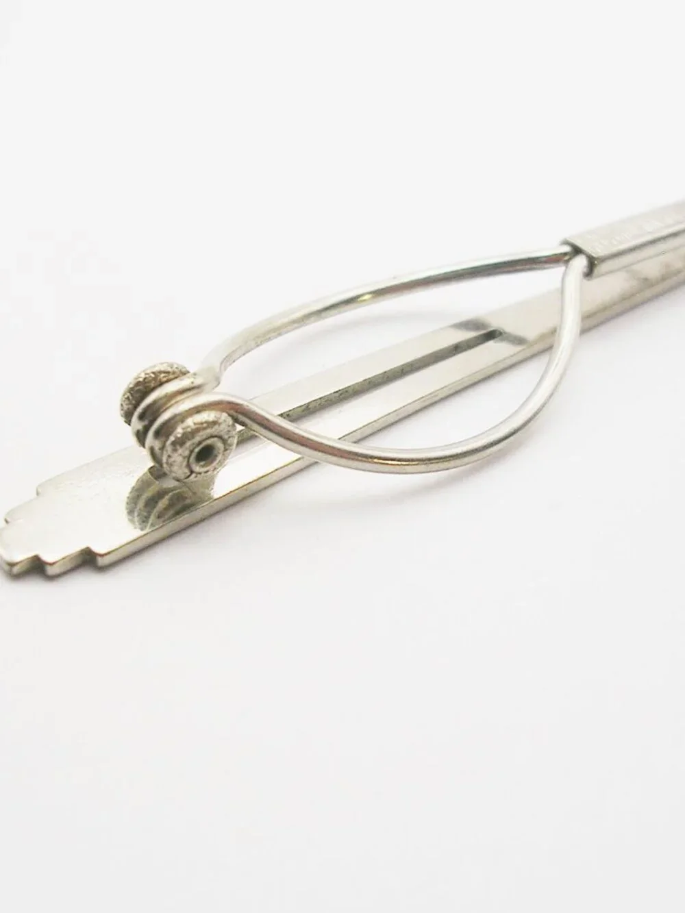 Art Deco Tie Bar Money Clip classic silver color Swank Formal Suit Accessory